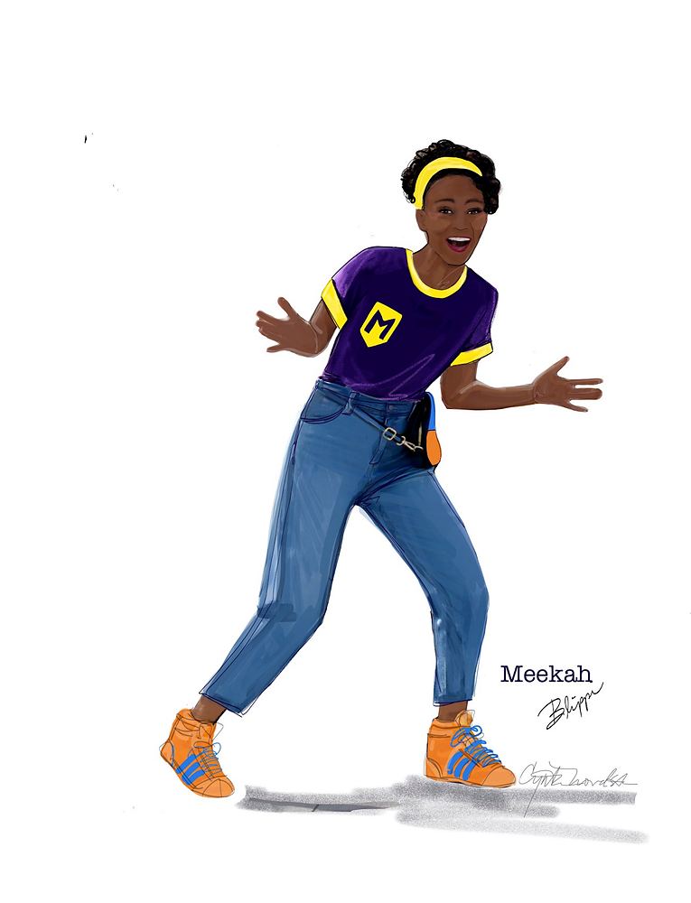 Blippi: Join the Band Tour: costume sketch of Meekah. Costume sketch by Cynthia Nordstrom