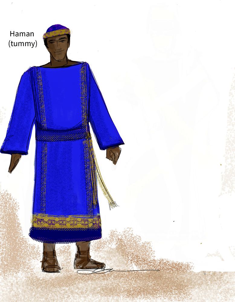 Esther: The Bravest Queen: costume sketch for Haman. Costume sketch by Cynthia Nordstrom