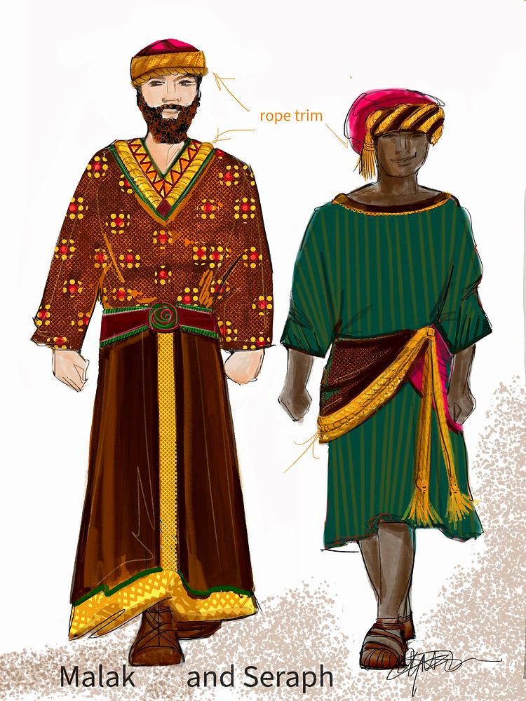 Daniel in the Lions’ Den: costume sketch for Malak and Seraph. Costume sketch by Cynthia Nordstrom