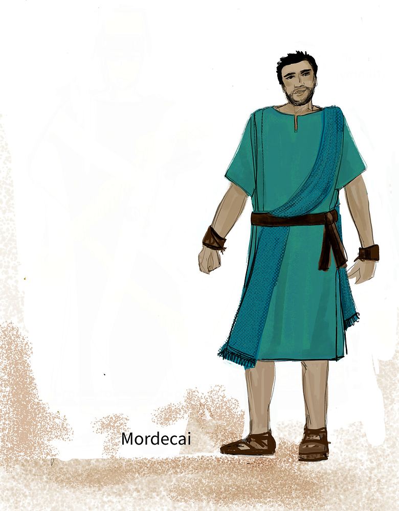Esther: The Bravest Queen: costume sketch for Mordecai. Costume sketch by Cynthia Nordstrom