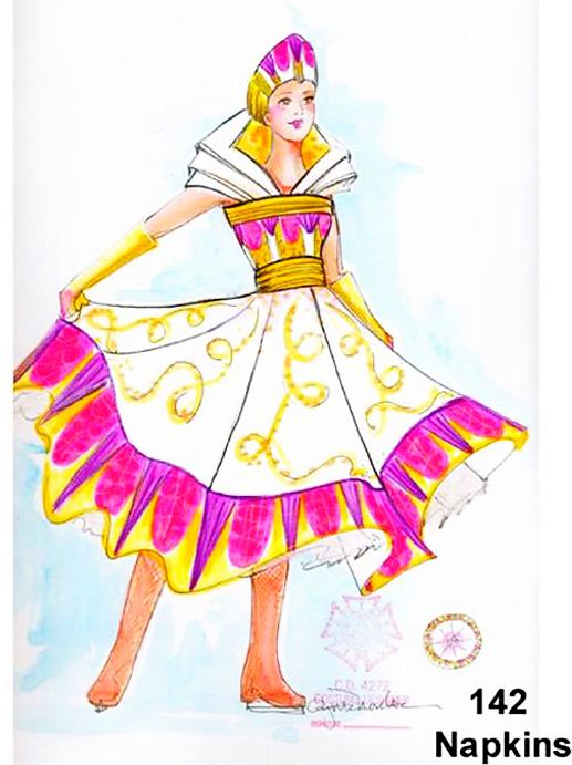 Disney On Ice Rockin' Ever After: costume sketch sheet, Beauty and the Beast (142 Napkins). Costume sketch by Cynthia Nordstrom