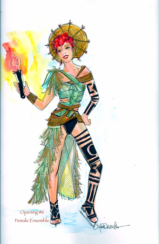 Holiday On Ice Speed: costume drawing for the opening number. Costume sketch by Cynthia Nordstrom