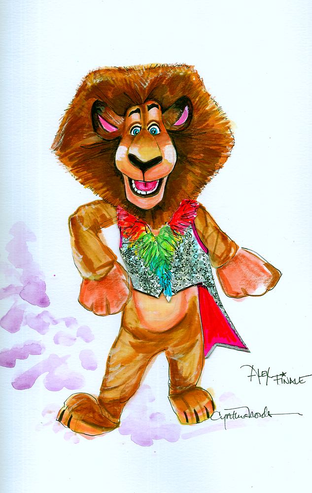 Madagascar Live! It’s Circus Time, Everland: Alex finale costume sketch. Costume sketch by Cynthia Nordstrom