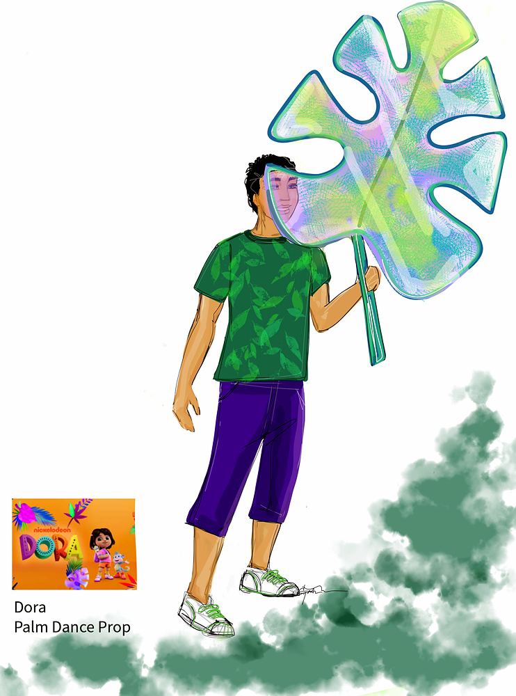Nickelodeon Live: Está en Ti: Dora palm dance prop costume sketch. Costume sketch by Cynthia Nordstrom