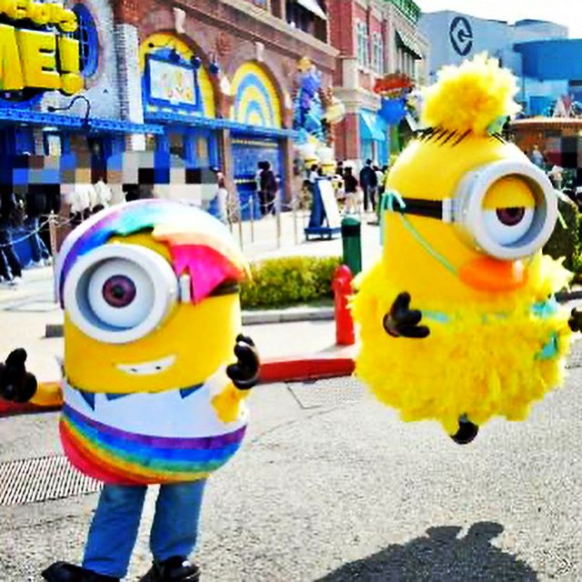 Two Minions at Universal Studios Japan. Costume design by Cynthia Nordstrom