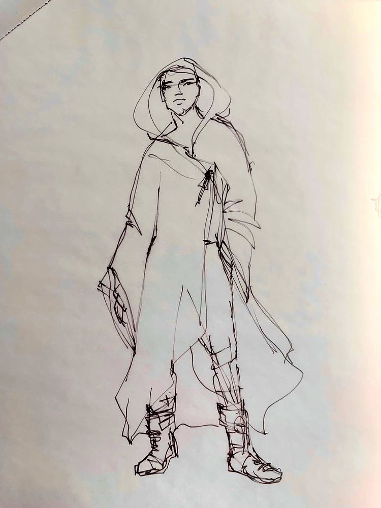 ONE de Musical: costume sketch. Costume sketch by Cynthia Nordstrom