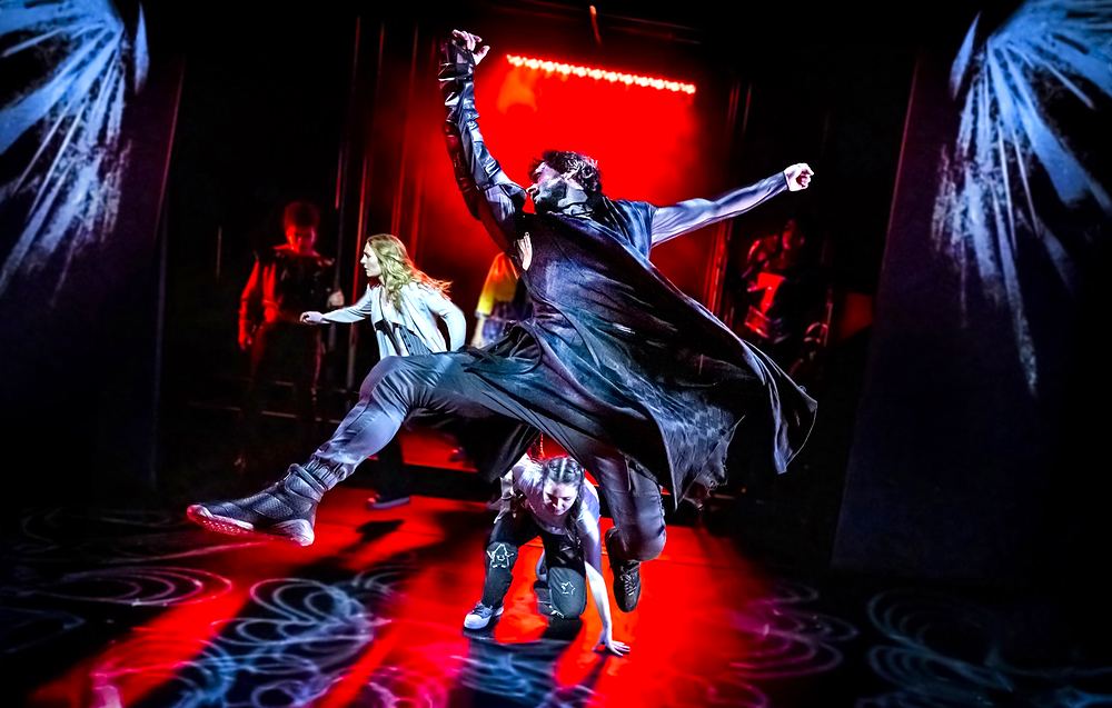 SuperYou at Curve, Leicester: the company onstage. Costume design by Cynthia Nordstrom