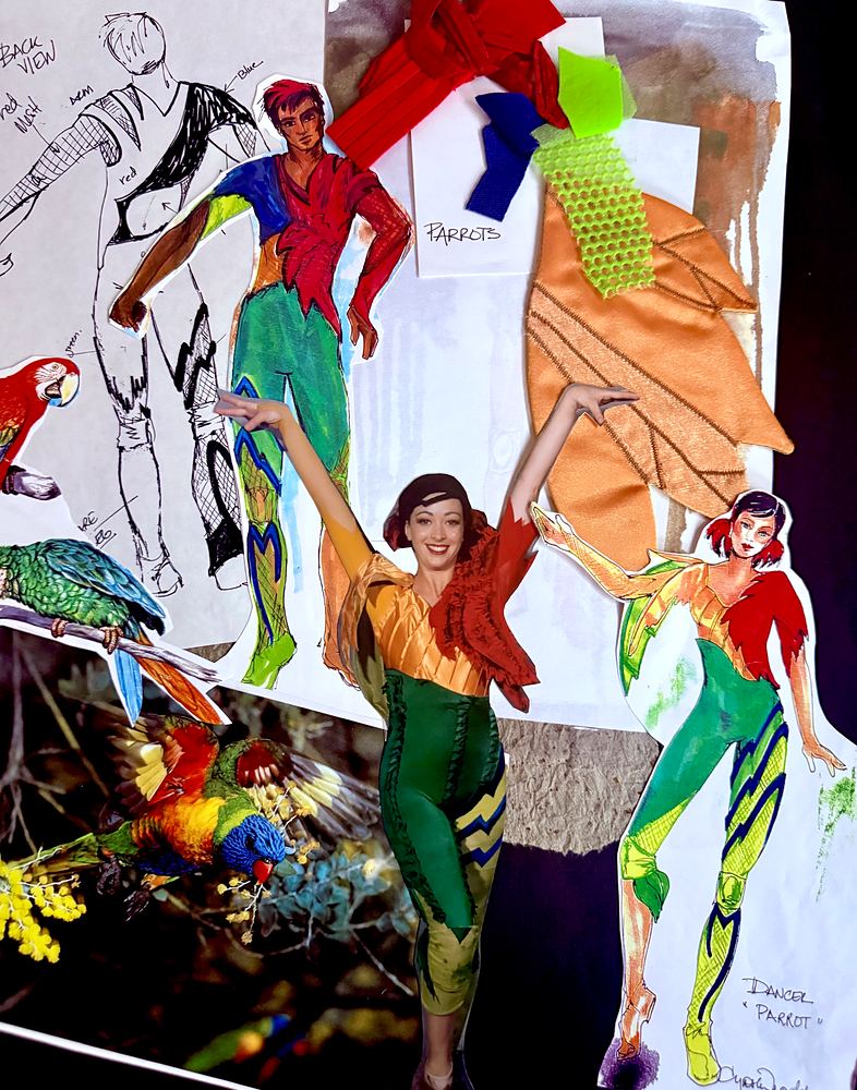 Tarzan Rocks!: ensemble costume sketches with production photos. Costume sketch by Cynthia Nordstrom