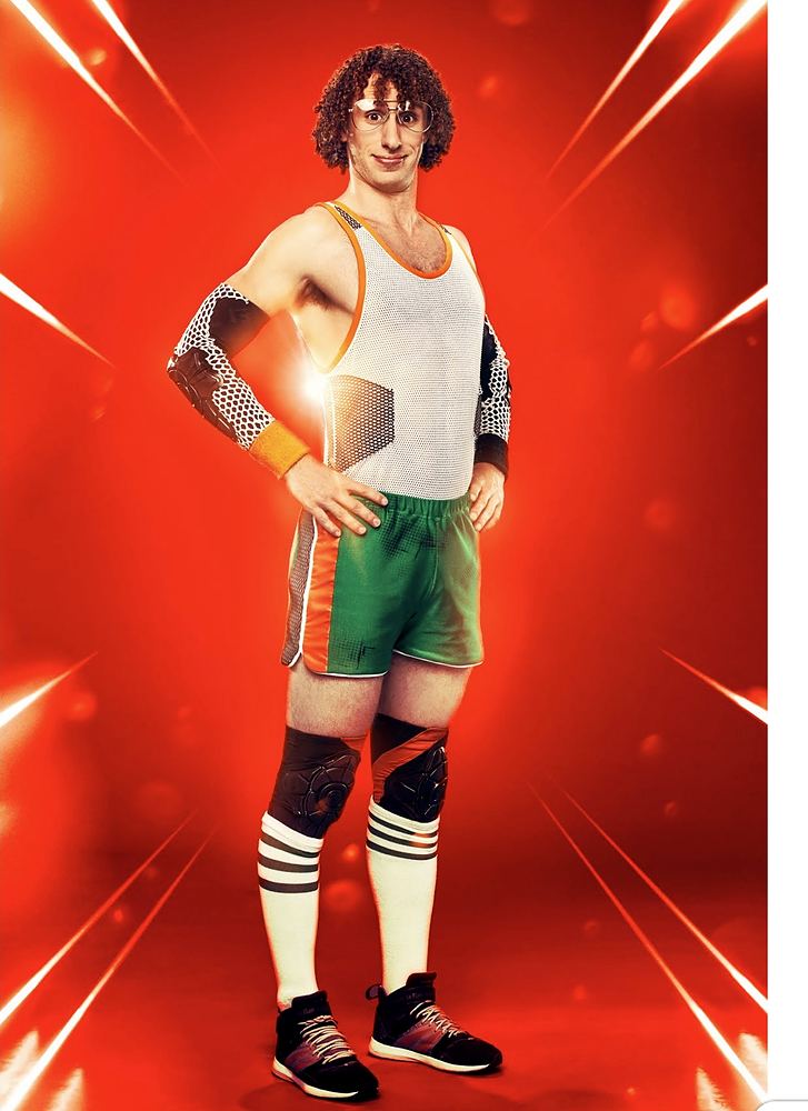 The Geek in a white tank, green shorts and striped tube socks, Ultimate Tag (FOX). Costume design by Cynthia Nordstrom