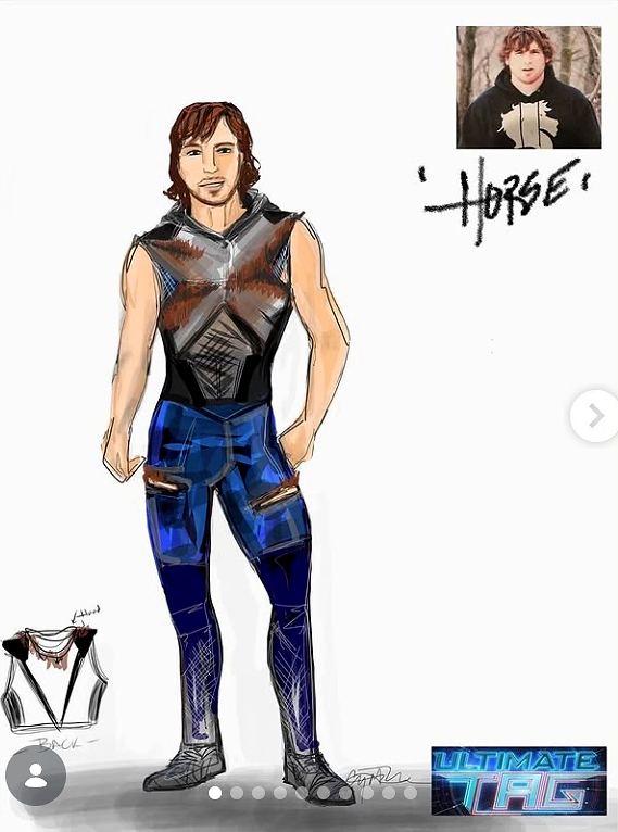 Ultimate Tag: costume sketch for Horse. Costume sketch by Cynthia Nordstrom