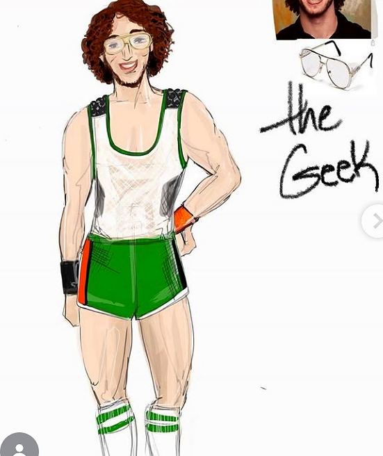 Ultimate Tag: costume sketch for The Geek. Costume sketch by Cynthia Nordstrom