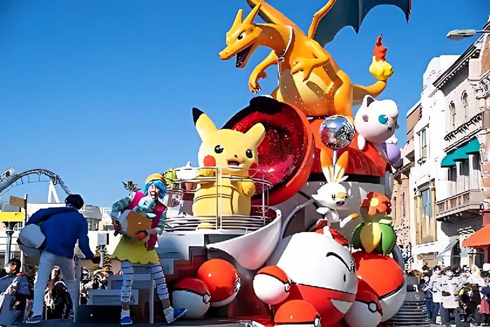 Pokemon float with Pikachu, Charizard and giant Poke Balls, NO LIMIT! Parade, USJ. Costume design by Cynthia Nordstrom